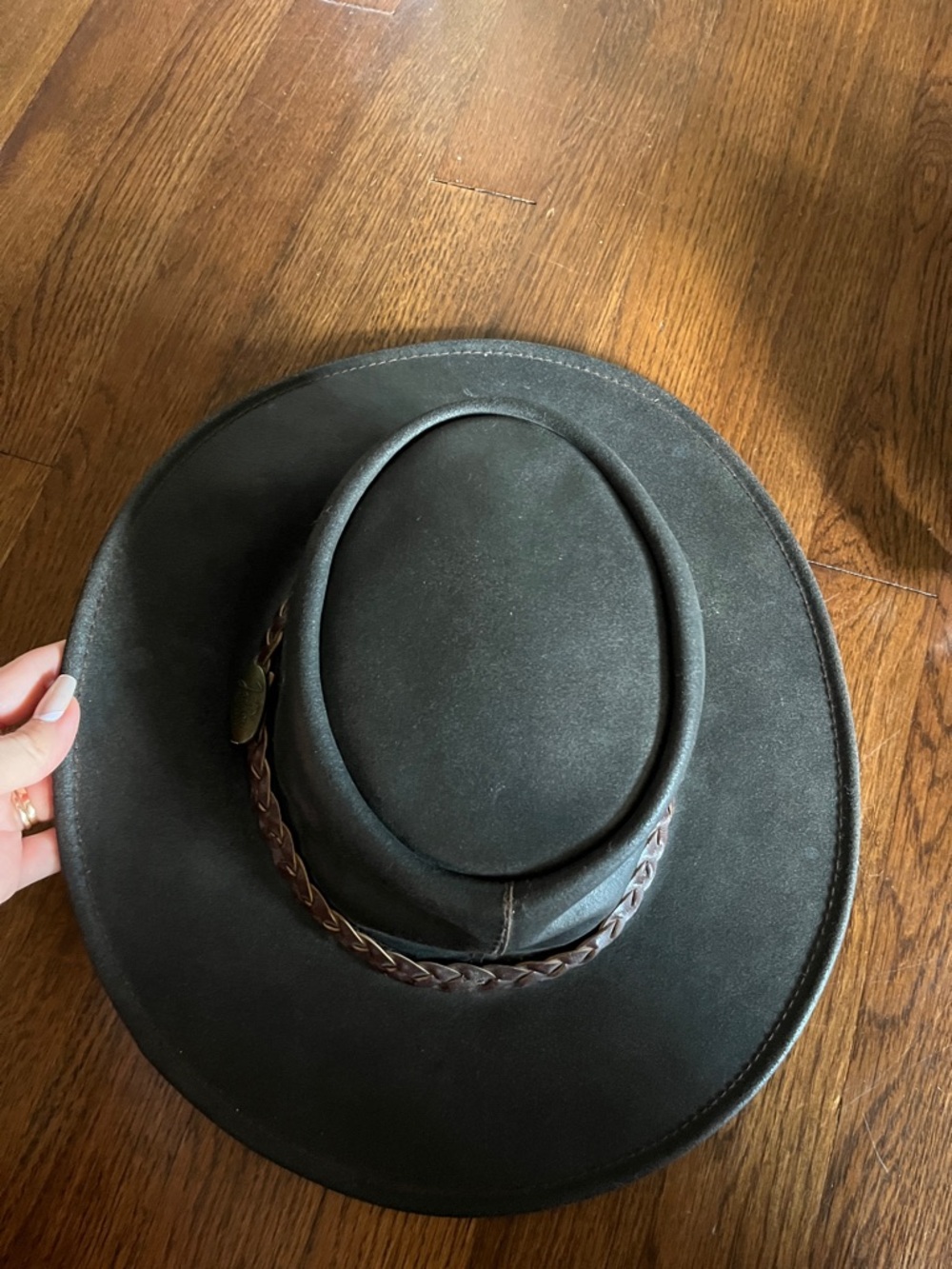 Jacaru Australia Outback Leather Wide-Brim Hat Acubra Hat with Braided Band - Picture 6 of 8